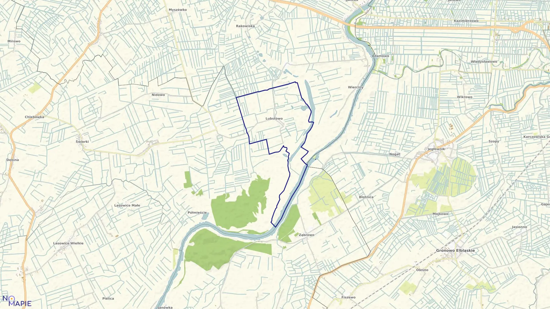 Mapa obrębu Lubstowo w gminie Nowy Staw