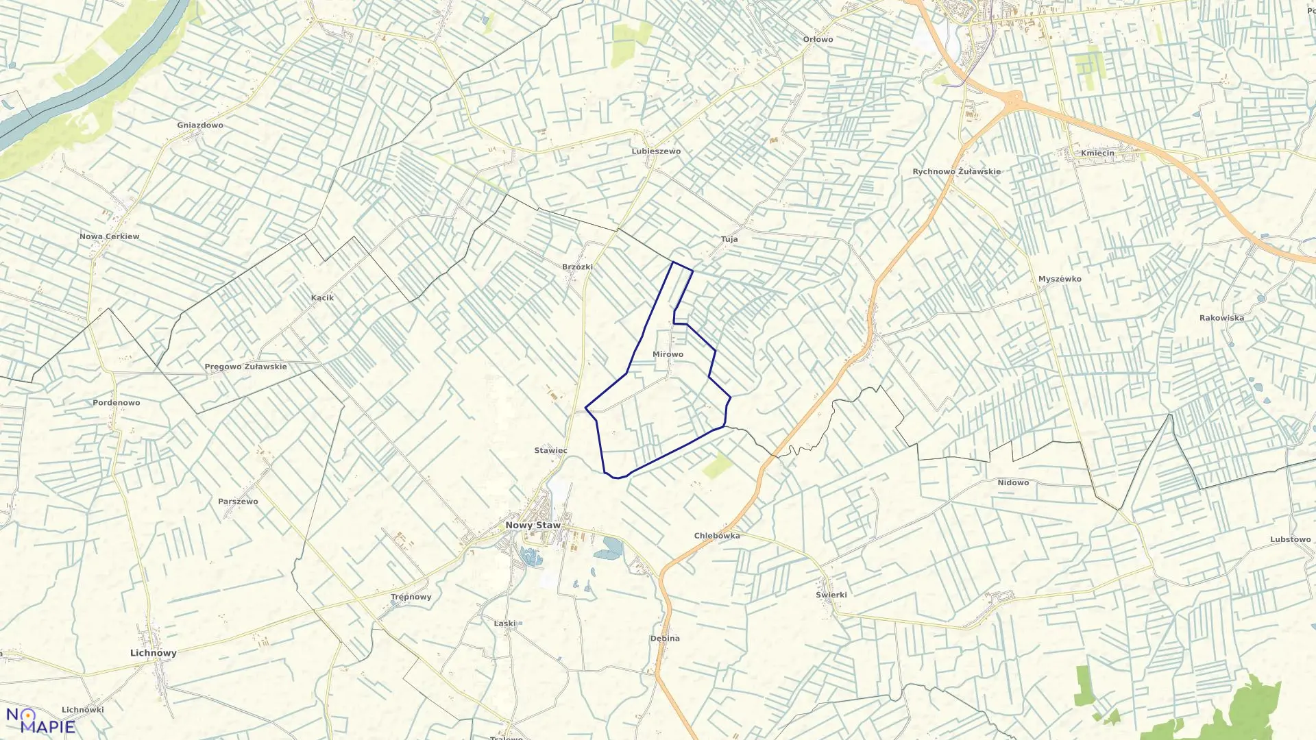 Mapa obrębu Mirowo w gminie Nowy Staw