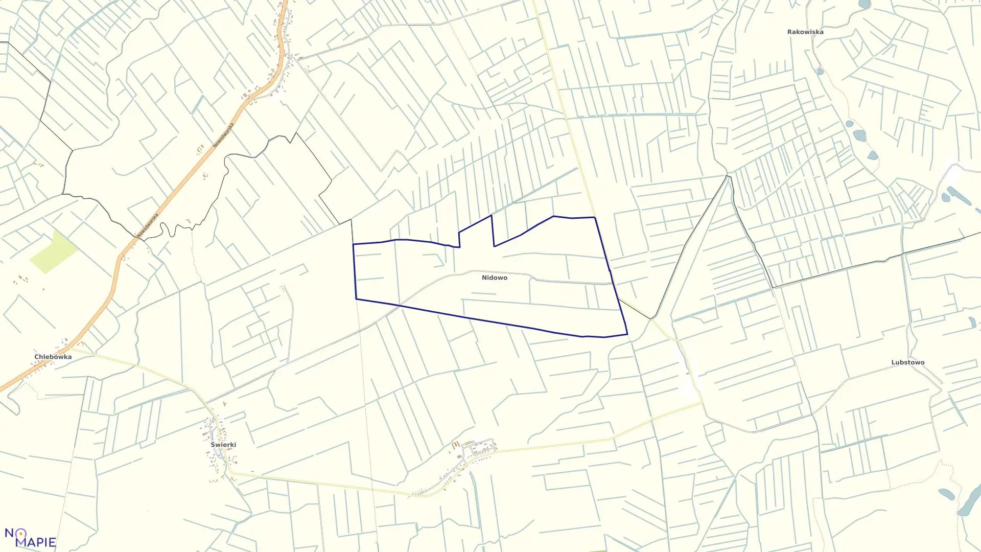 Mapa obrębu Nidowo w gminie Nowy Staw